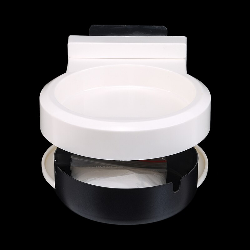 Wandmontage Asbak Thuis Roestvrij Staal Voor Wandmontage Asbak Gat-Gratis Opknoping Asbak Waterdichte As Opslag Asbak: Round black