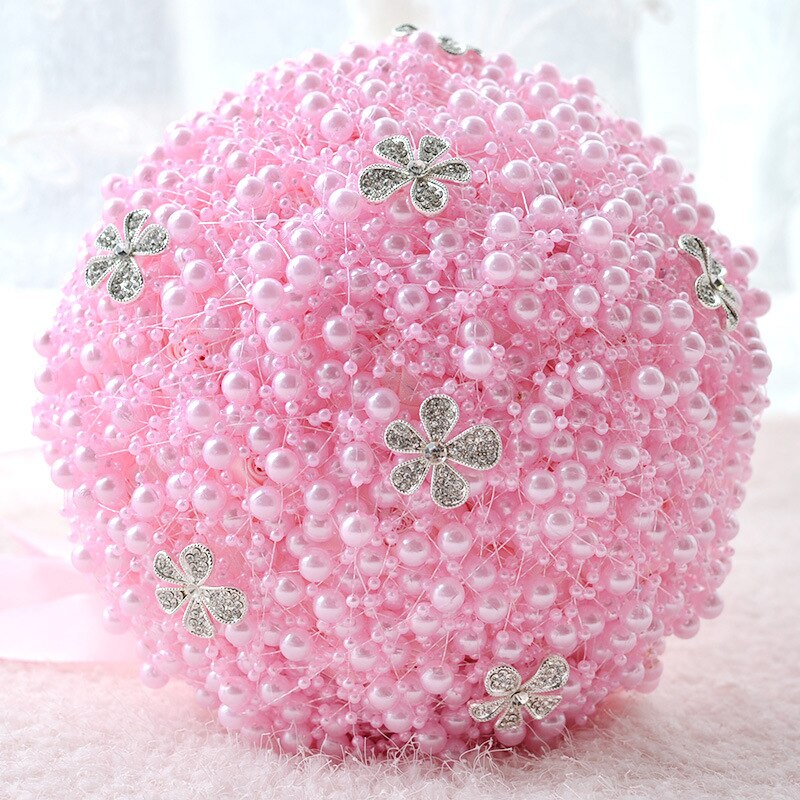 8 Colors Wedding Bouquet Cream Pearl Bride Holding Bouquet buque de noiva Wedding Accessory Bridal Wedding Pearl Bouquet: pink