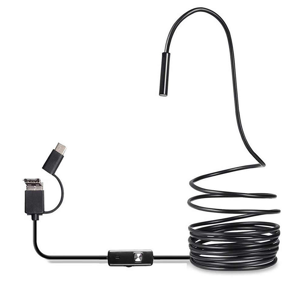 Cámara endoscópica para teléfono móvil, Mini endoscopio USB con cable suave y 6 luces LED, 7mm, 3 en 1, TYPE-C, resistente al agua para Android: Default Title