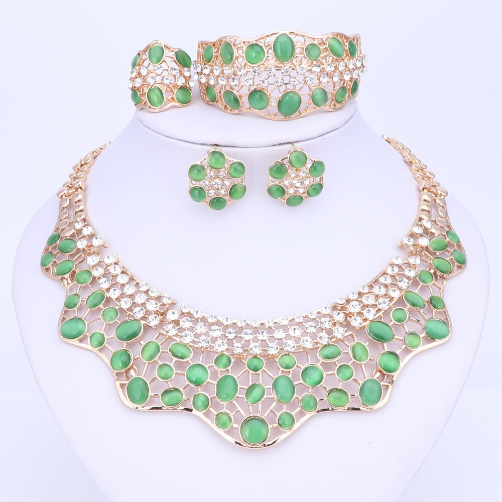 Mooie ketting armband oorbellen ring fijne afrikaanse sieraden sets kralen goudkleurig dubai bruiloft