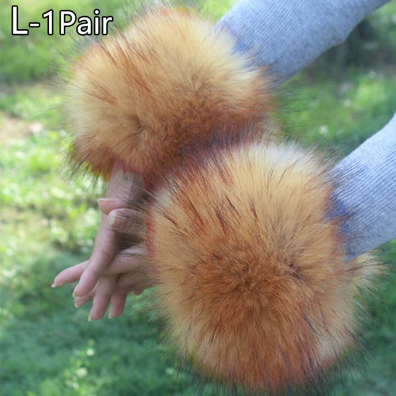 2 pezzi grande polsino in pelliccia da polso decorazione manica grande cappotto invernale manica anello mano pelliccia di volpe sintetica pelliccia grande maniche lunghe calde polsini scaldamuscoli: L