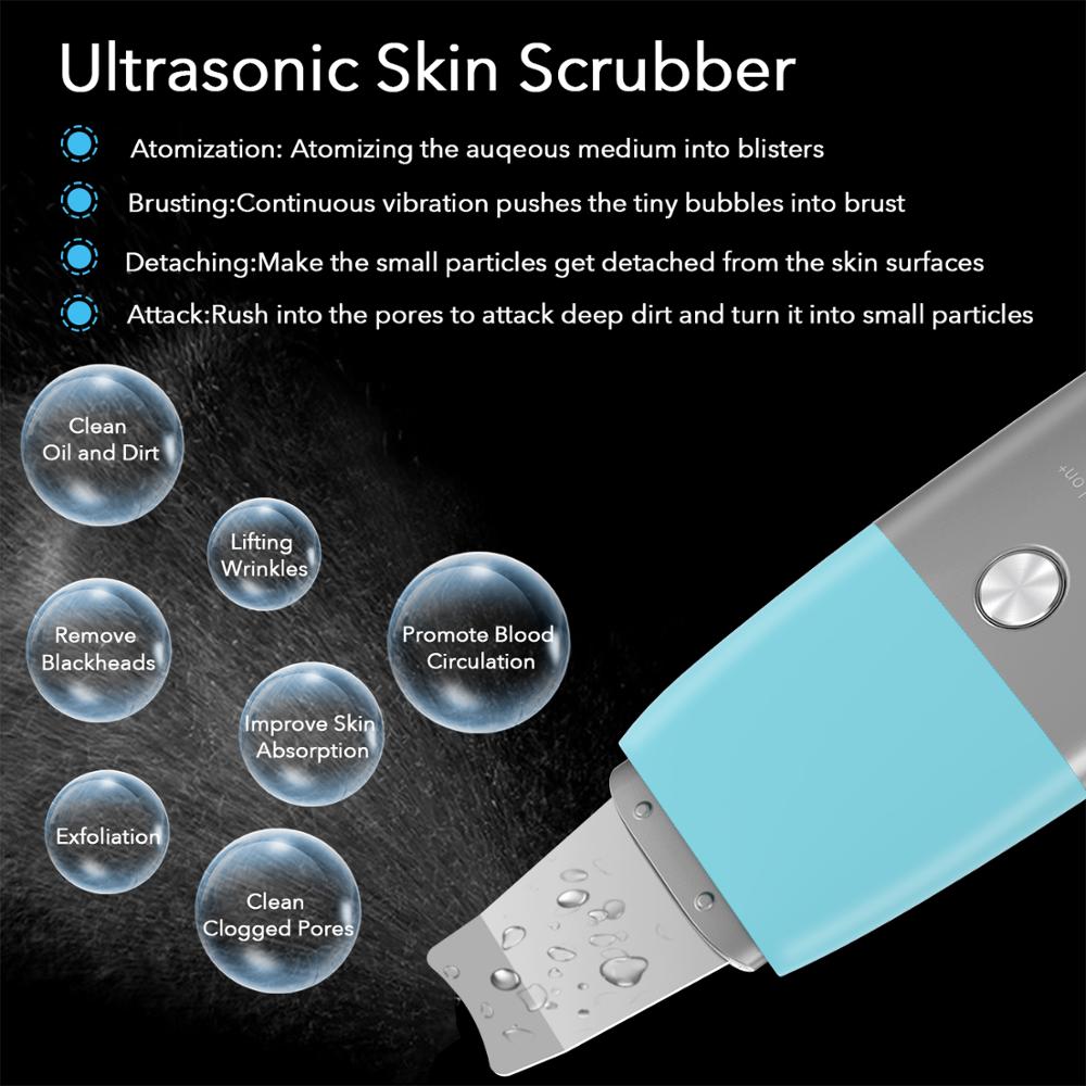 Limpiador ultrasónico de iones para piel, eliminador de espinillas, Extractor de poros, vibración de Peeling, herramienta de elevación Facial con carga USB