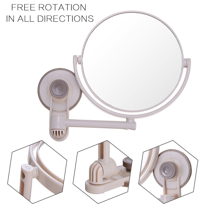 Suction Cup Wall Mounted Mirror Double Side Bathroom Mirror 360 Degree Adjustable 3X Magnifying Round Makeup Shaving Mirror
