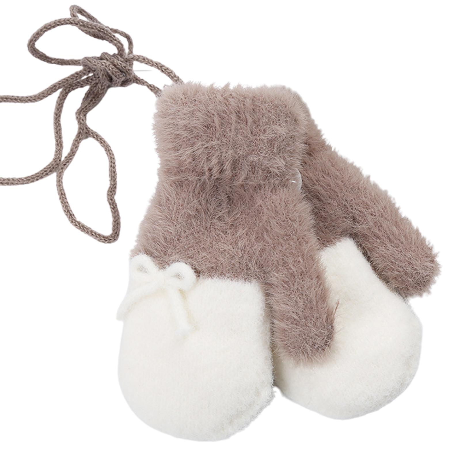 1 Paar Handig Comfortabele Praktische Stijlvolle Winter Kinderen Warme Handschoenen Gebreide Thicken Color Patched Boog Wanten