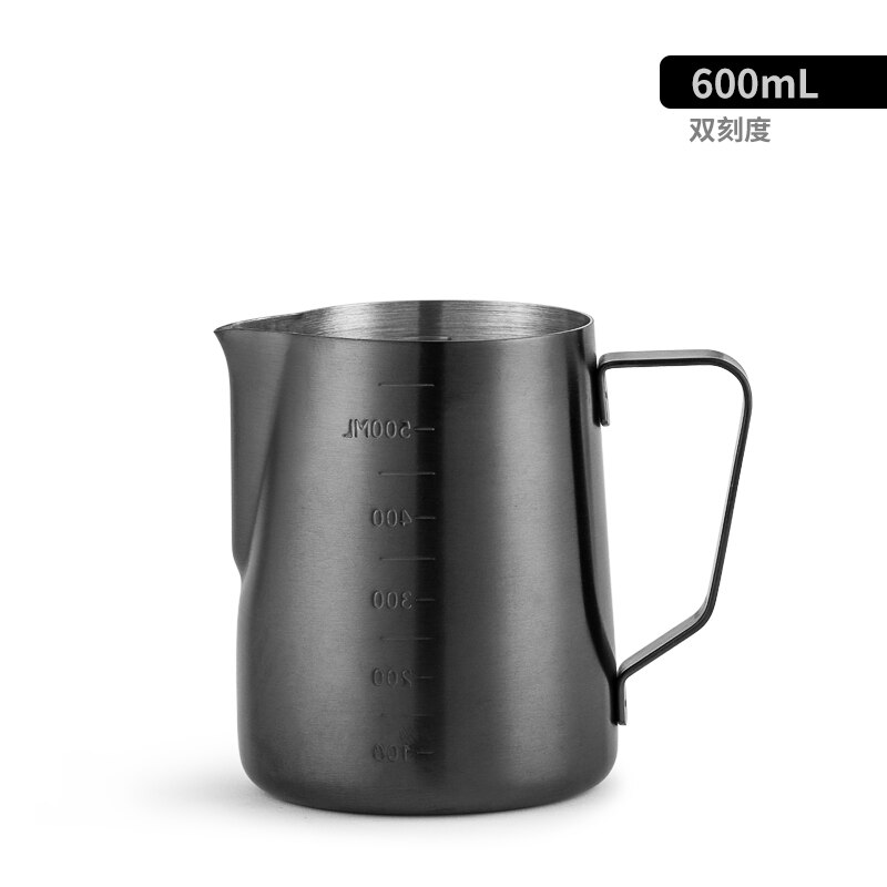 Jarra de espuma café con leche 300/600/900ml, jarra de Barista, jarra de arte artesanal con Latte, taza de acero inoxidable a doble escala con boca de águila Taza de leche: D