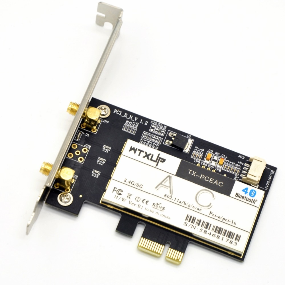 Wtxup qualcomm atheros nfa 344 802.11ac 1200 mbps pci express pöytäkoneen wifi-sovitin langaton pci express -sovitin bluetooth 4.1:lla