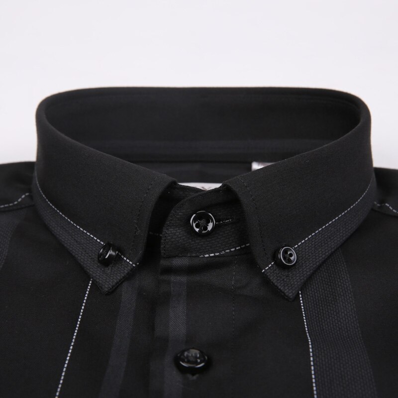 Camisas de vestir a rayas para hombre, camisa con botón debajo del cuello a la , de manga larga, estándar, cómoda, Premium