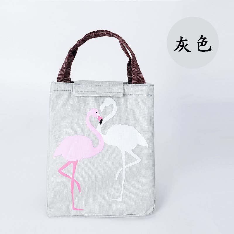 Söt flamingotryck nappflaska termopåse plåtfoder bärbar matlåda mumiepåse babymjölkflaska isoleringspåse: Grå flamingo