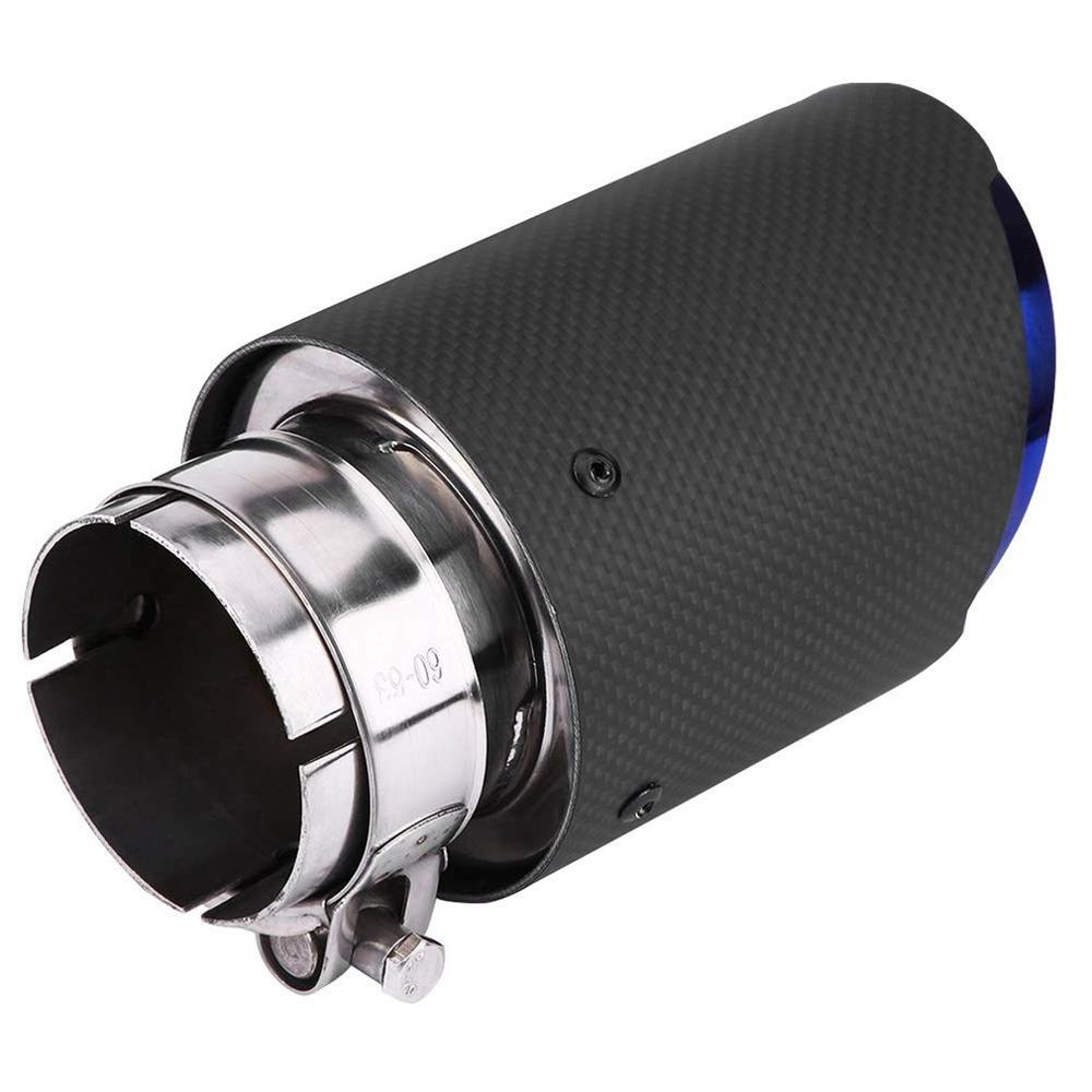 Carbon Fiber Staart Keel Blauw Straight Edge 63-89Mm Enkele Koolstofvezel Auto Uitlaatpijp Uitlaat End tip Uitlaat: Matte blue