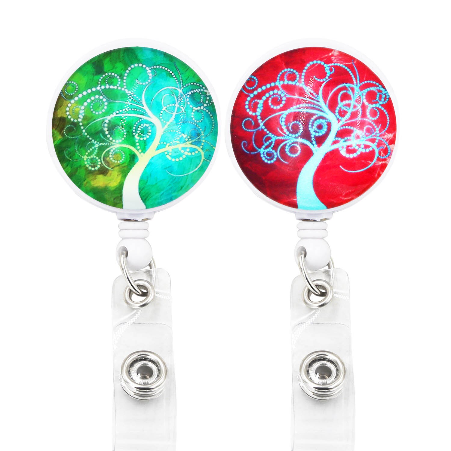 1PC ID Retractable Badge Holder with Alligator Clip Life Tree Retractable Cord ID Badge Reel 24 inch