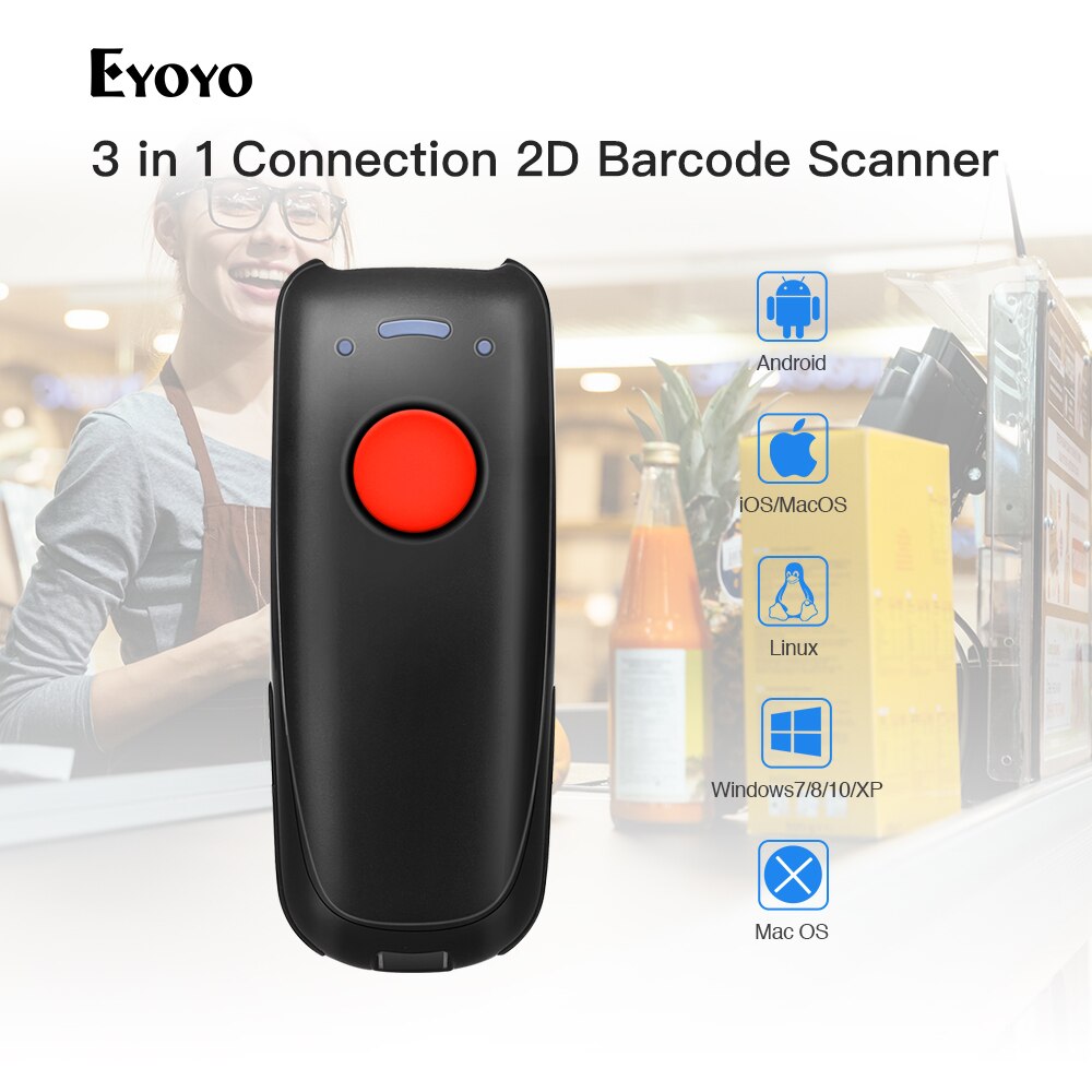 Eyoyo EY-004A 2D 2.4G Wireless Barcode Scanner 10M Compatible with bluetooth Tablet PC CCD Bar Code Reader QR Code Scanner