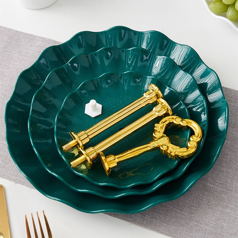 Three Layer Cake Stand Tiered Tray Wedding Party Dessert Candy Fruit Bread Plate Cake Buffet Display Home Dishes and Plates Sets