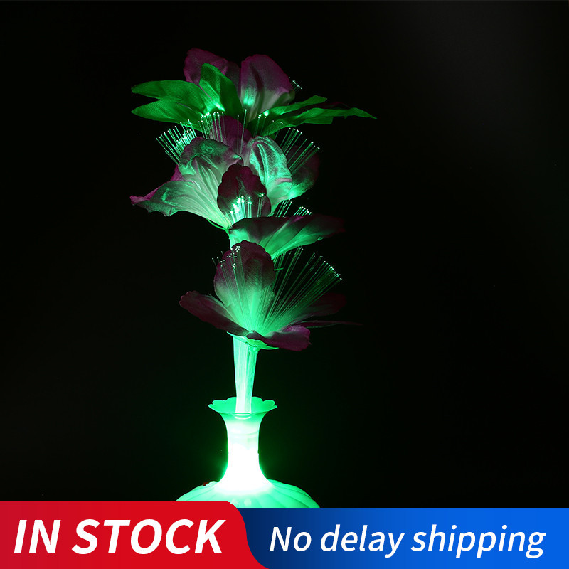 1PC LED Kunstmatige Bloem Licht Glasvezel Tafellamp Bloem Vaas Nachtlampje Decoratie Voor Thuis Party Decor