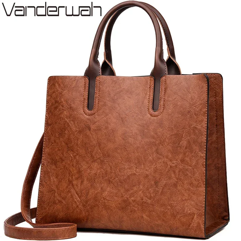Vintage Olie Huid Lederen Grote Casual Tote Vrouwen Tassen Vrouwen Handtassen Schouder Crossbody Tas Messenger Bags sac