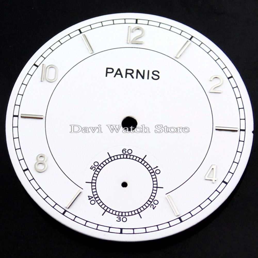 Parnis 38.9mm Witte wijzerplaat fit eta 6498 meeuw st36 beweging heren horloge horloge gezichten