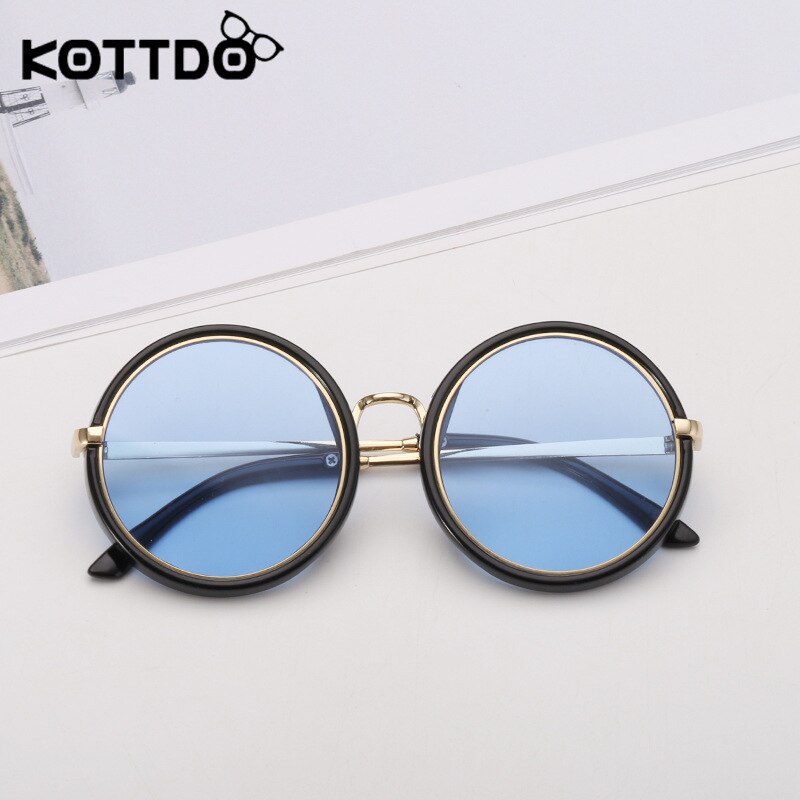 Kottdo klassiske runde børn solbriller vintage drenge piger børn solbriller metal antirefleks solbriller  uv400