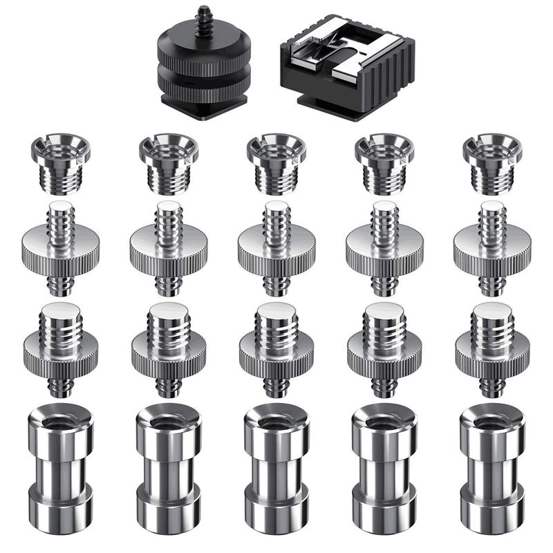 -Camera Schroef, 22 Pcs 1/4 Inch En 3/8 Inch Converter Schroefdraad Schroeven Adapter Mount Camera Shoe Mount 1/4 Set F: Default Title