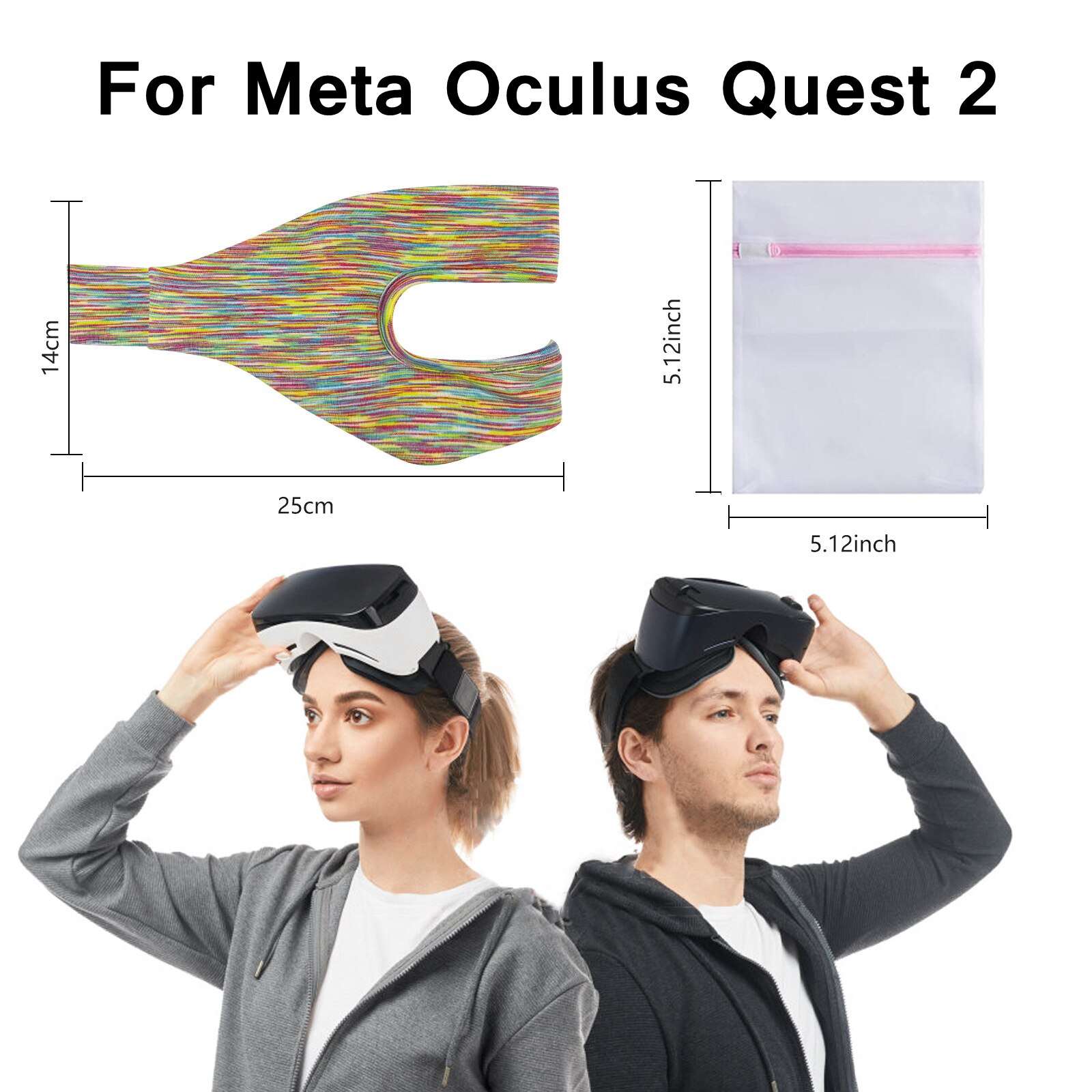 For Oculus Quest 2 Eye Mask Cover Breathable VR Accessories Sweat Band Adjustable Sizes Padding with Virtual Reality Headsets