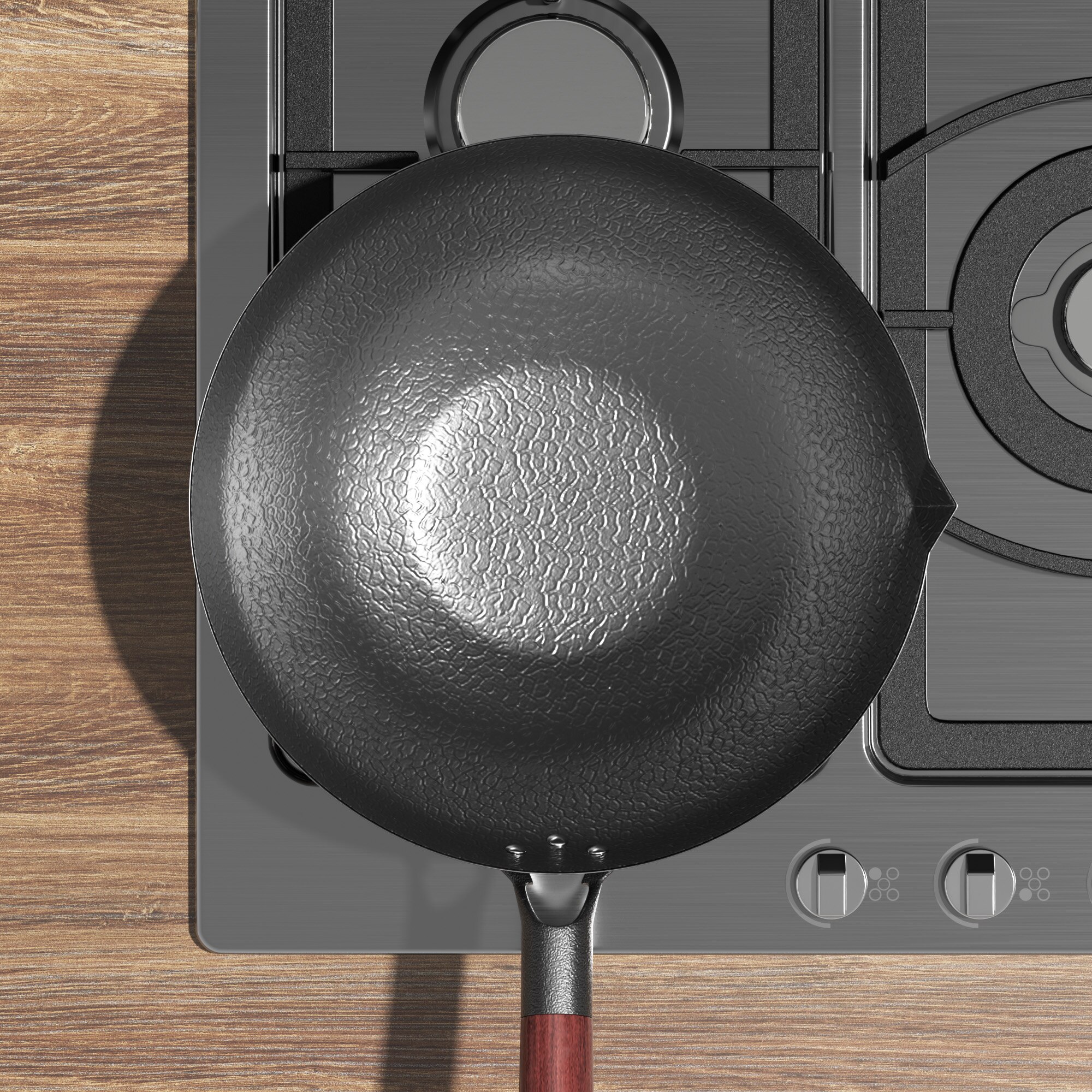 Iron Wok Traditional Hand Hammered Carbon Steel Wok ,Wok Frying Pan For Induction And Gas Stoves