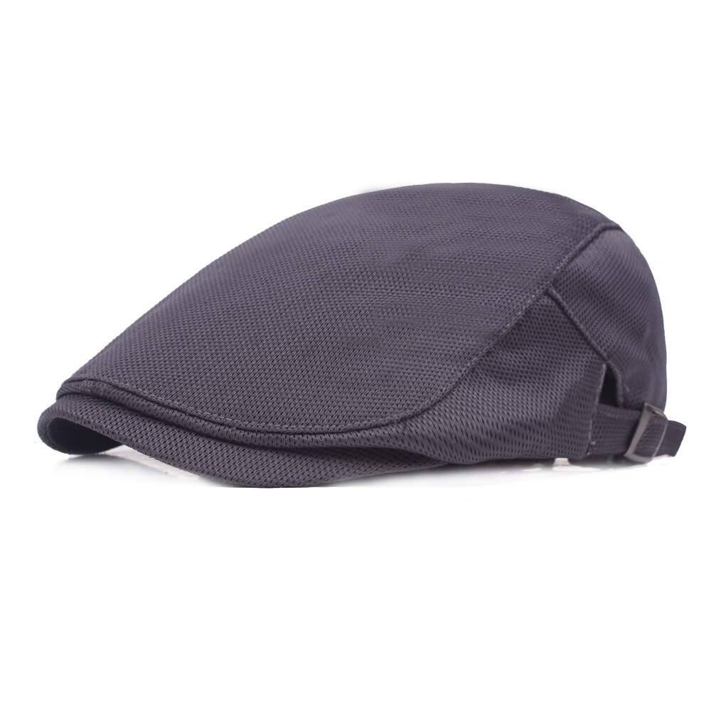 Gorra de malla transpirable para hombre y mujer, gorro de malla transpirable para caballero, gorra de caballero, ropa de calle, sombrero de Golf, gorras planas, sombreros de ornitorrinco,: Dark Gray