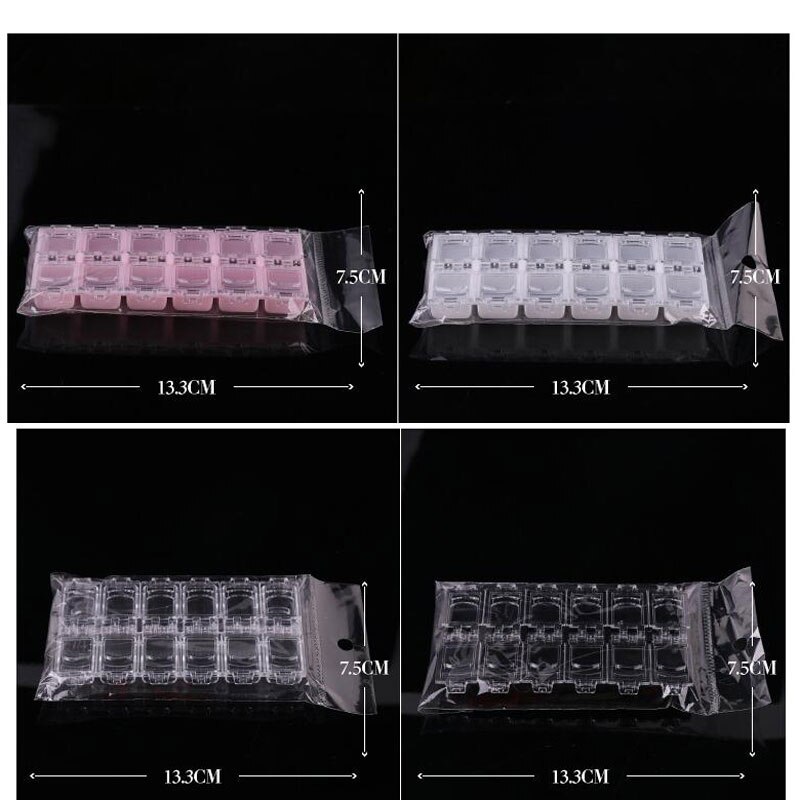 4 farver negle opbevaring case organizer klar plastik tom æske nail art rhinestones ædelstene smykker perler container