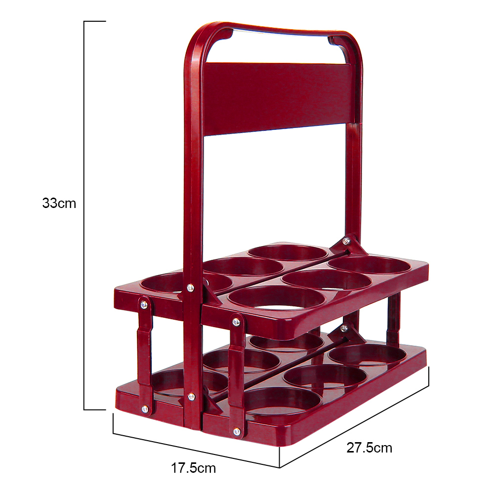 Beker Organisator Bier Fles Drager Drink Caddy Houder Bar Drank Display Mand 6 Pack Wijn Rack Duurzaam Opvouwbaar Herbruikbaar: Rood