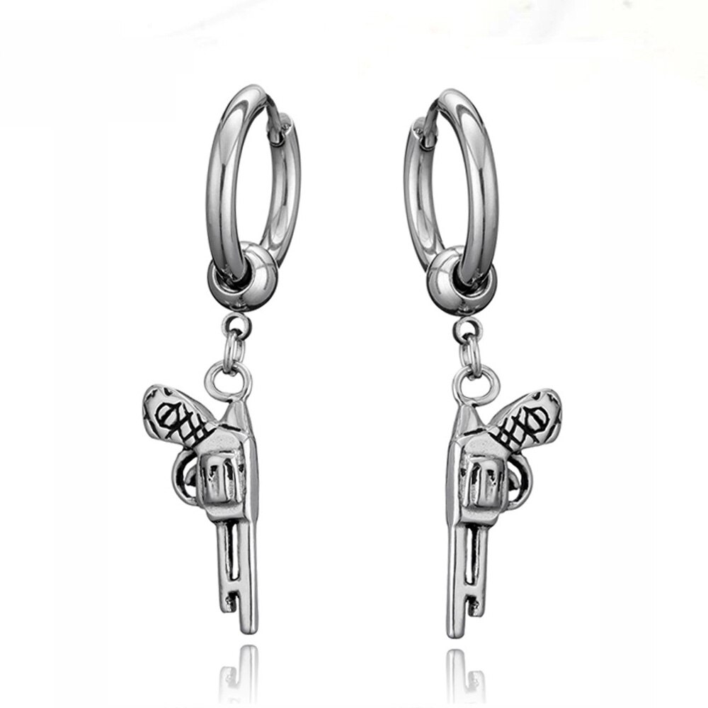 Vintage Skull Earrings for Women Goth Hoop Earrings Men Party Jewelry Aretes De Mujer Punk Piercing Stainless Steel Earrings: Style 7 / 1 Piece