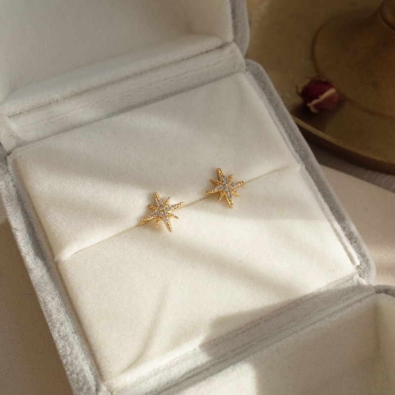 Puck Rock – boucles d'oreilles étoile en cristal pour femmes, manchette à un côté, Vintage, doré, de noël, de saint-valentin: e134