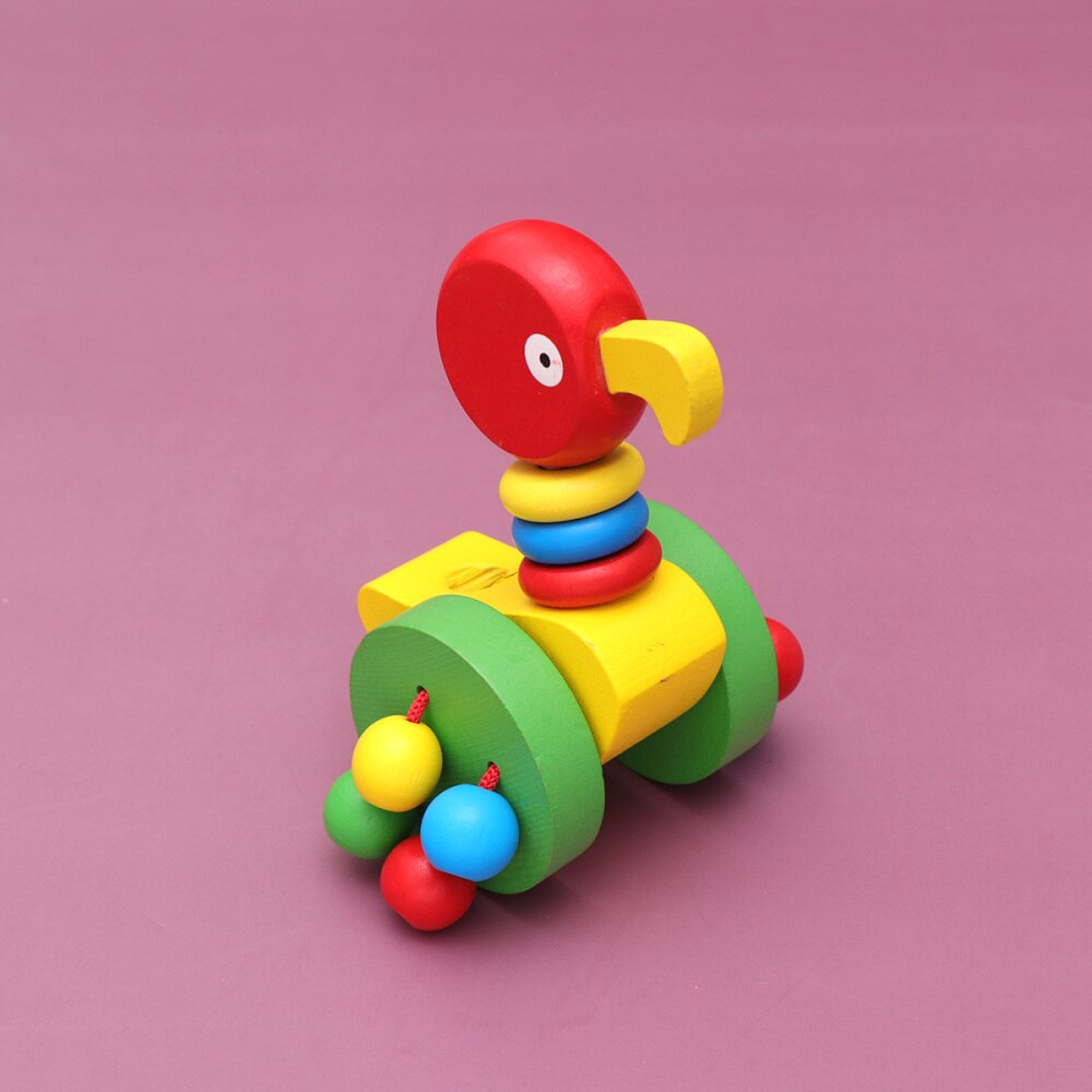 Baby Pushing Cart Toys Cartoon Animal Carts Toy Baby Walker Wooden Carts Toys Push Rod Cart Toys (Frog): Curving Mouth Duck