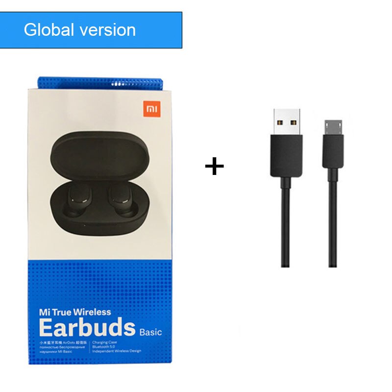 Xiaomi Redmi Airdots-auriculares TWS, inalámbricos por Bluetooth 5,0, auriculares estéreo con micrófono para cancelación activa del ruido: Glo add cable