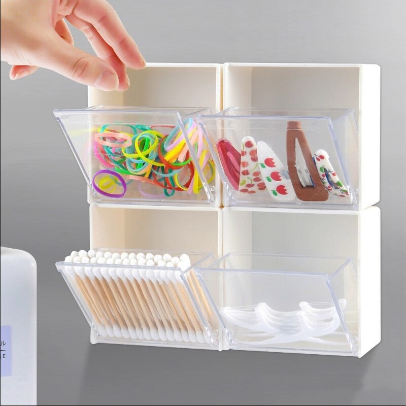Wall-Mounted Clamshell Storage Box Clear Acrylic Organizer Water and dust Proof Storage Dispenser Small Storage Containers: 4pcs