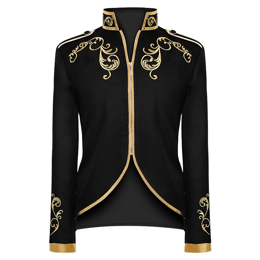 vintage steampunk men suit jacket Embroidery Coat men blazer stand collar cosplay party terno masculino mens suit