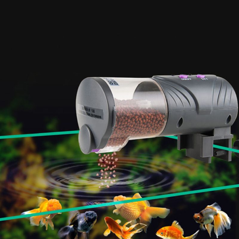 Aquarium Automatic Fish Feeder, Daily Double II Battery-Operated Automatic Fish Feeder