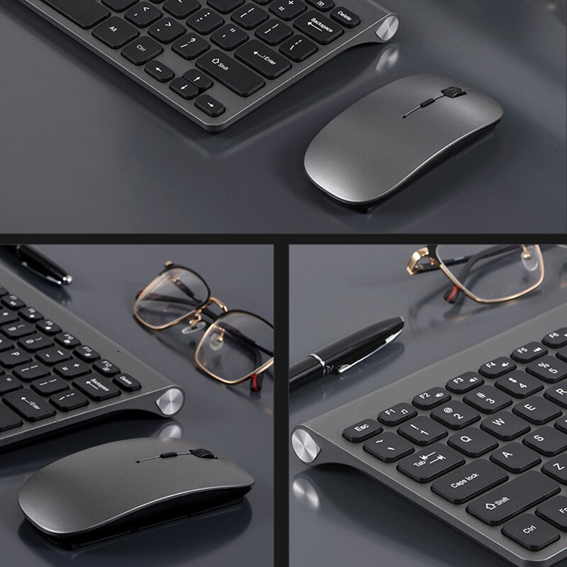 Ultra-Thin Portable Wireless Keyboard and Mouse Combo 78 Keys Noiseless 2.4G Keyboard Mouse for Mac/Dell/Lenovo Win XP/10 TV Box