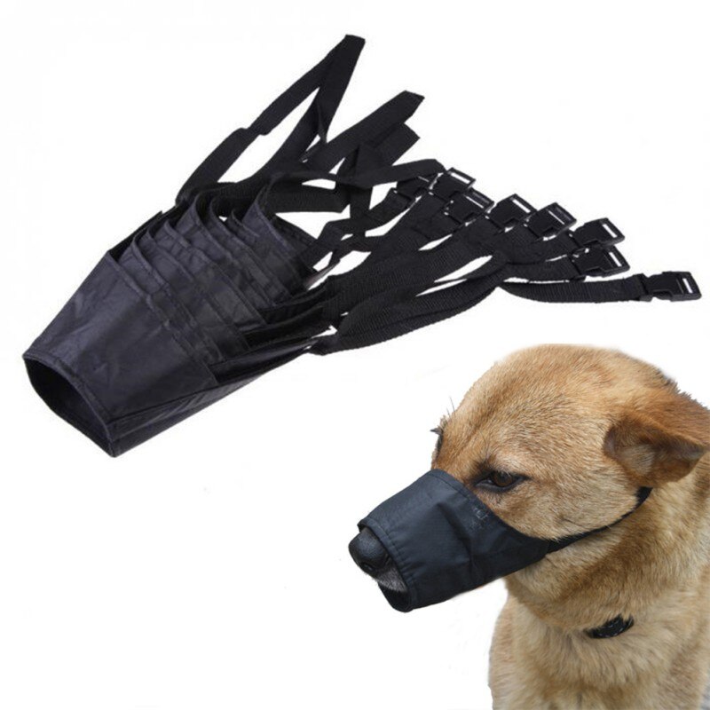 Huisdieren Ademend Veiligheid Snuit Verstelbare Oxford Doek Snuit Masker Bark Bite Zachte Mond Snuit Grooming Anti Stop Kauwen Zwart