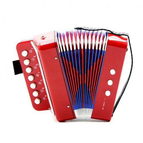 7 Keys 3 Buttons Compact Accordion Educational Toy Music Instrument for Kids: Red