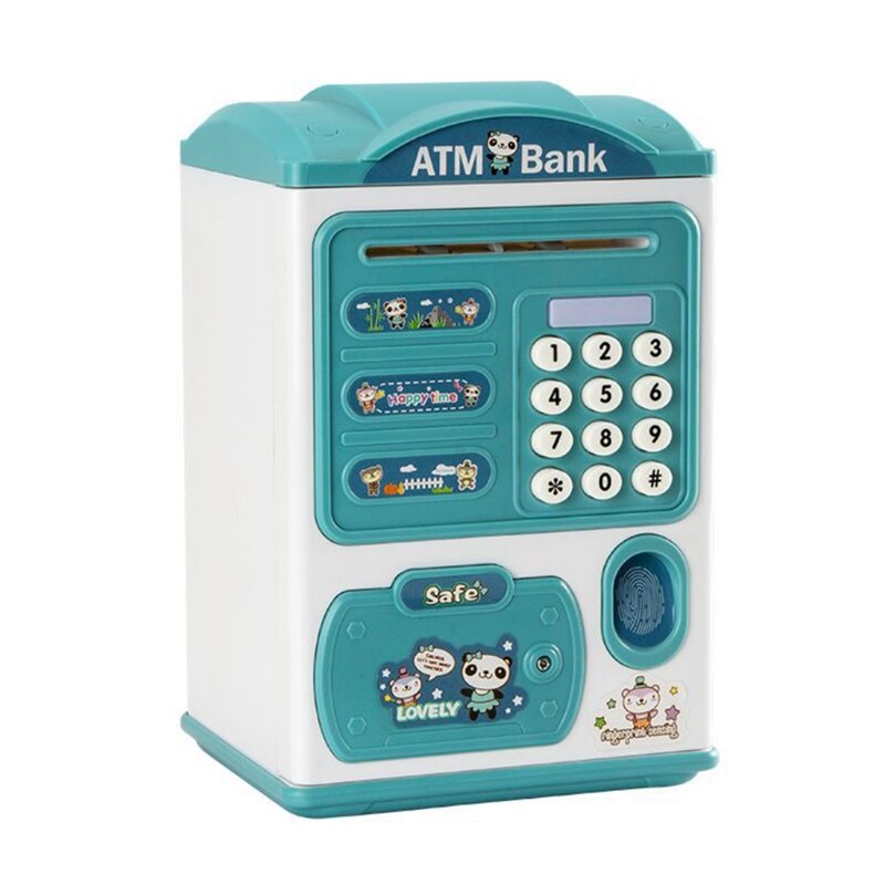 parola d'ordine salvadanaio bambini carino musica luce impronta digitale sblocca giocattolo automatico 54DF: Cielo Blu