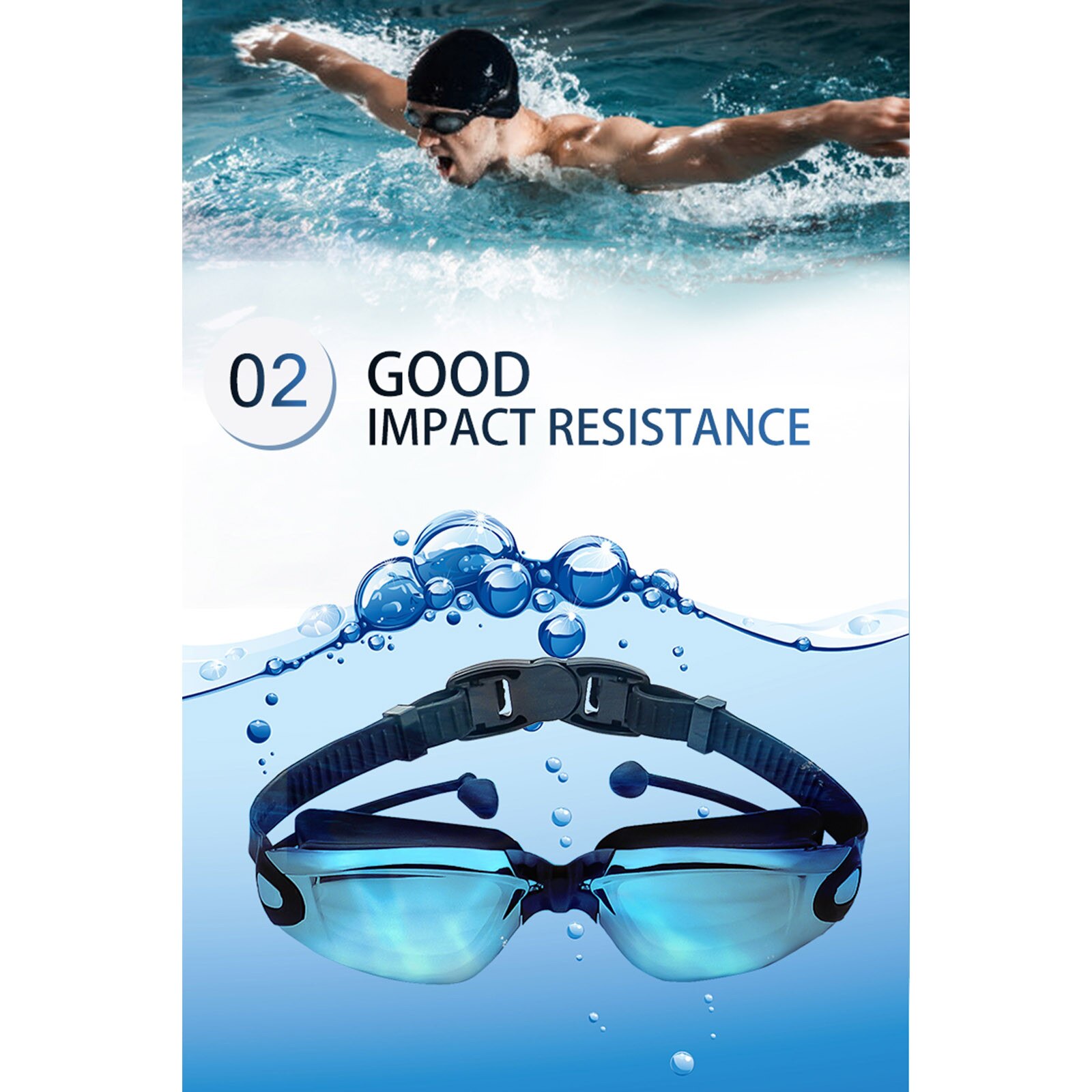 2 In 1 Volwassen Hd Waterdicht En Anti-Fog Siliconen Zwembril Met Oordopjes Anti-Vertigo Duiken Bril voor Beginners