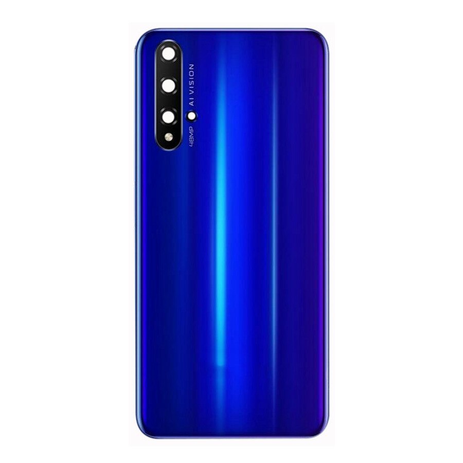 Zonder Logo Voor Huawei Honor 20 Batterij Cover Terug Glas Achterpaneel Behuizing Deur Case + Camera Lens Vervanging + sticker YAL-L21: Blue With Lens
