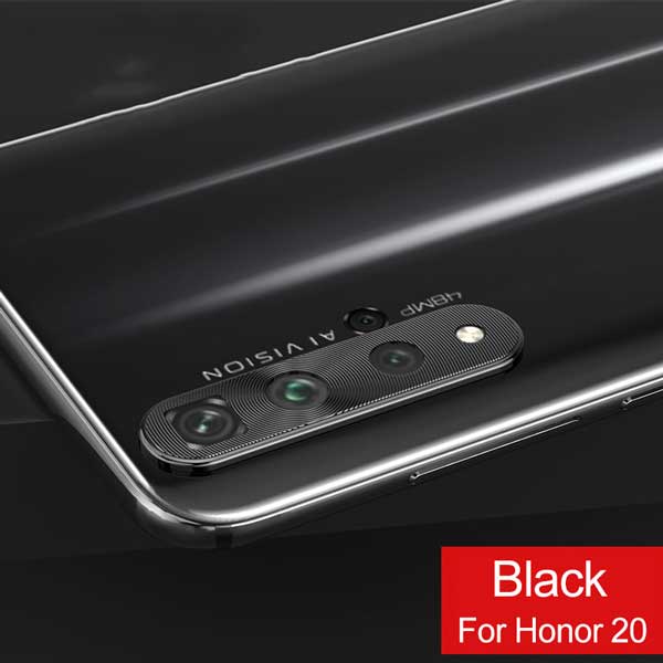 Funda protectora de cámara para Honor 20 funda para Huawei Honor 20 Pro 20i Magic 2 Nova 4 4E 3i 3E 3 funda de Metal para lente de teléfono: For Honor 20i / Black