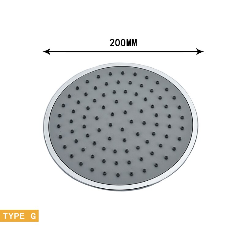 8/10/12 inch Big Rain Shower Head ABS Plastic Square and Round Top Shower Head Over-head Shower Sprayer Chrome and Black: Type G