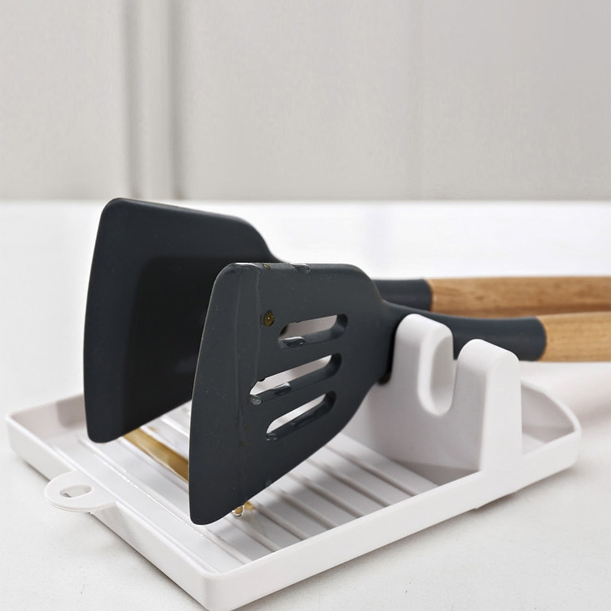 1 Kitchen Spatula Holder, Pot Lid Holder, Countertop Shovel, Spoon Holder, Soup Spoon Mat, Chopstick Holder, Soup Spoon