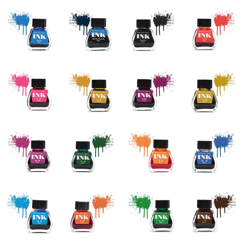 30ml 16 couleurs verre lisse écriture stylo plume encre costume pour recharge école étudiant papeterie fournitures de bureau