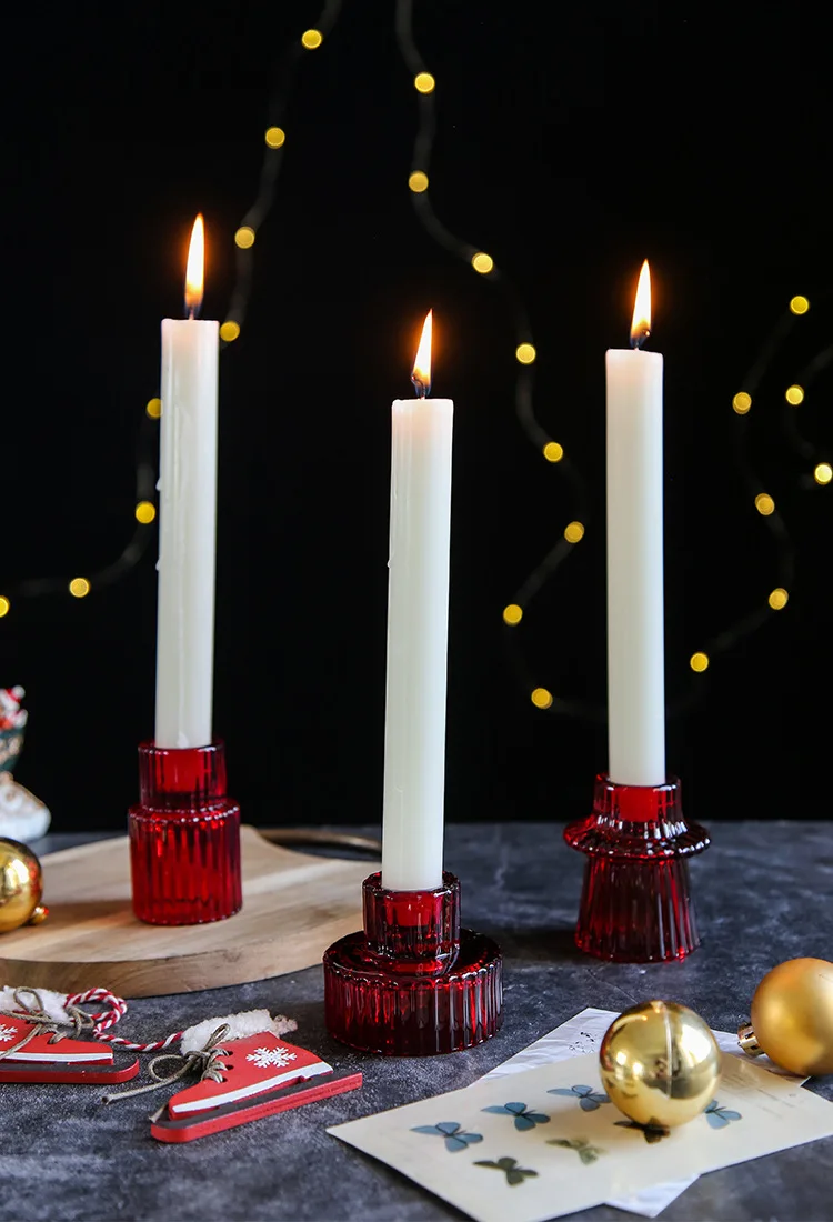rot Mini Glas Kerzenhalter verjüngen Kerzen ständer kleine Tee licht Kerzenhalter Kerzenhalter Weihnachts dekor grünes Glas