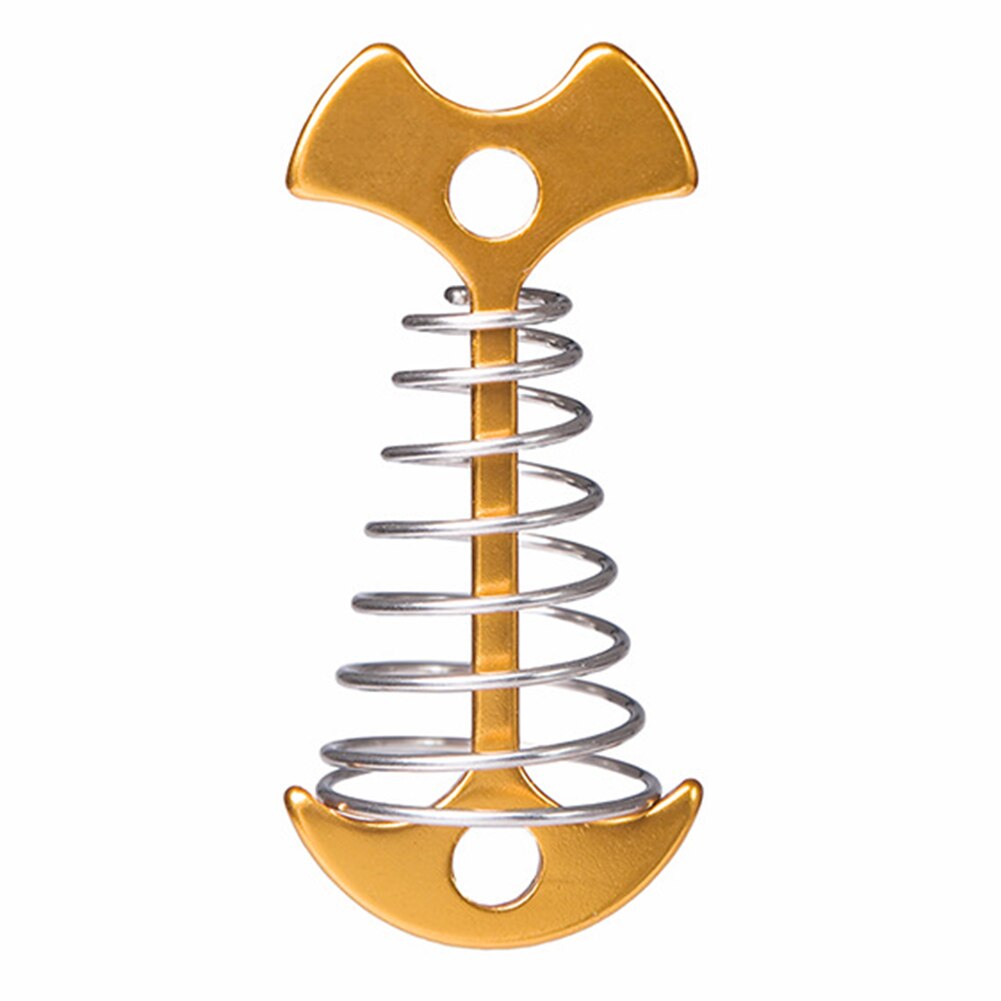 Metal Adjustable Plank Floor Spring Fishbone Anchor Tent Pegs Outdoor Awning Deck Stakes Fixed Nails Camping Equipment: Gold