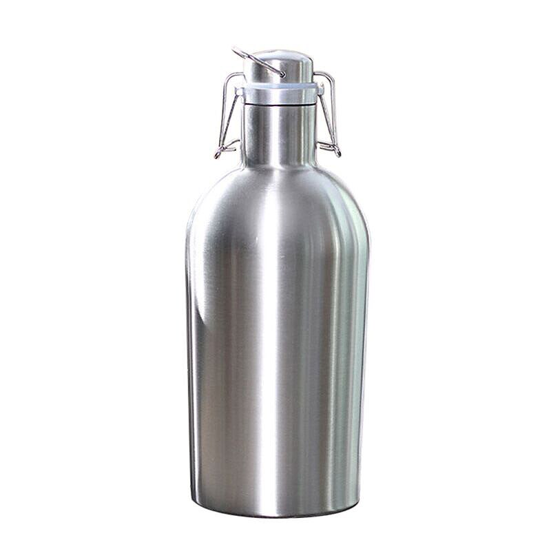 Barril de cerveza casero de acero inoxidable 2L, tapa abatible segura, botellas de cerveza de gran capacidad para exteriores: Default Title