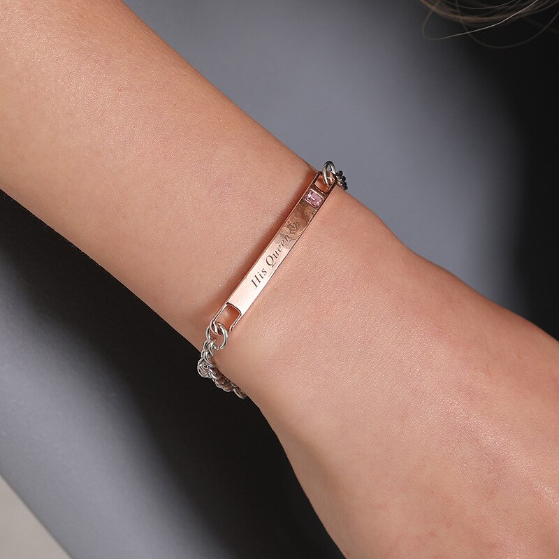 Liebhaber Paare Armbänder Seine Königin Ihr König Liebe Armreif Kristall Krone Charme Männer Frauen Schmuck Armband Femme Charme