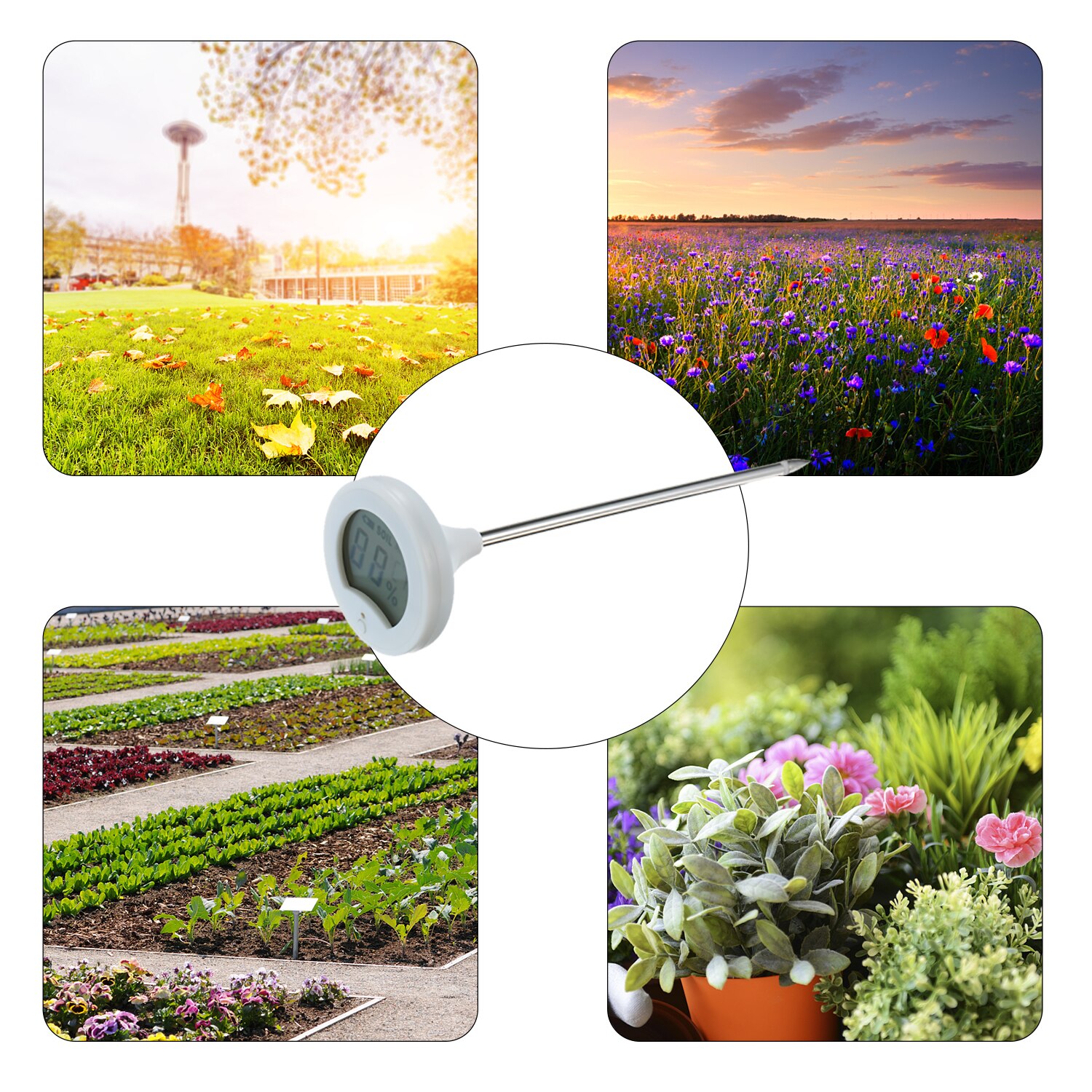 Instant Soil Tester Soil Moisture Tester LCD Digital Soil Tester Soil Moisture Meter with 5-inch Probe Portable Soil Hygrometer