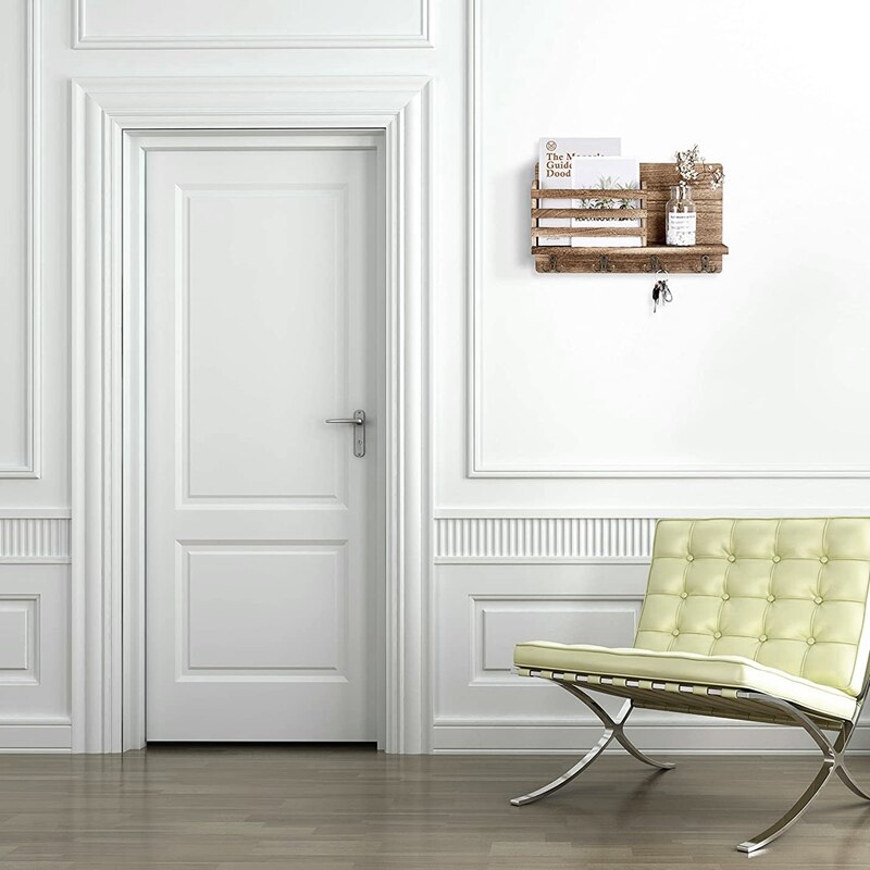 Porte-courrier mural en bois, organisateur de tri de courrier, avec 4 crochets à Double clé, décoration de la maison, pour l'entrée ou la salle de boue