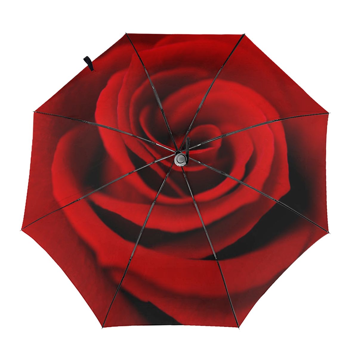 Automatic Umbrella Red Rose three-fold umbrella women men rain umbrella: Inside Print